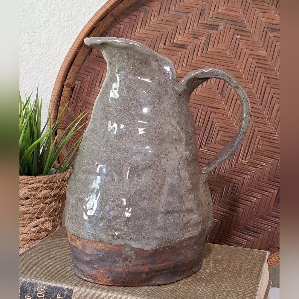 Handmade Rustic Textured Pottery Pitcher Boho Vase